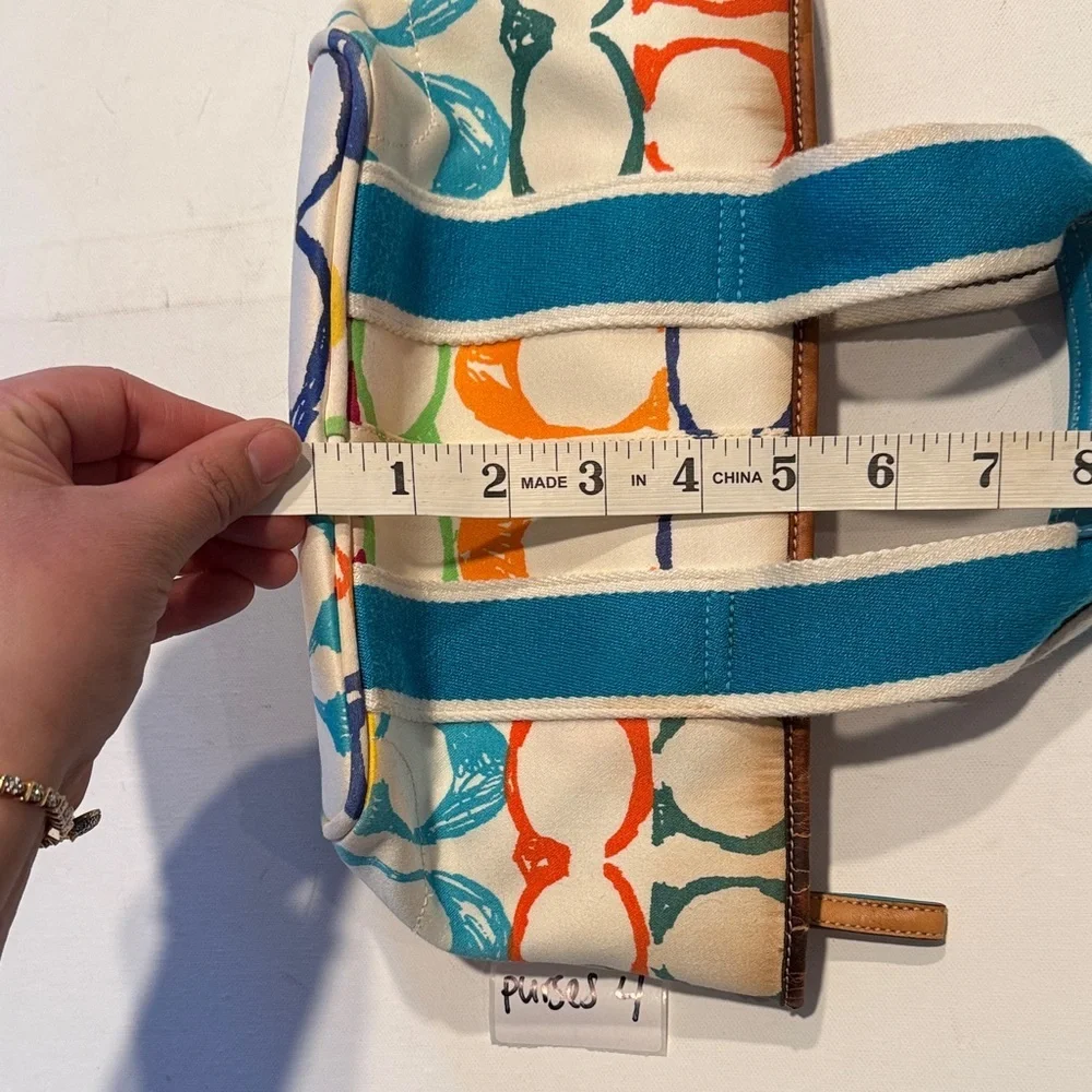 Coach Colorful Canvas Satchel with Blue Handles - Picture 6 of 6